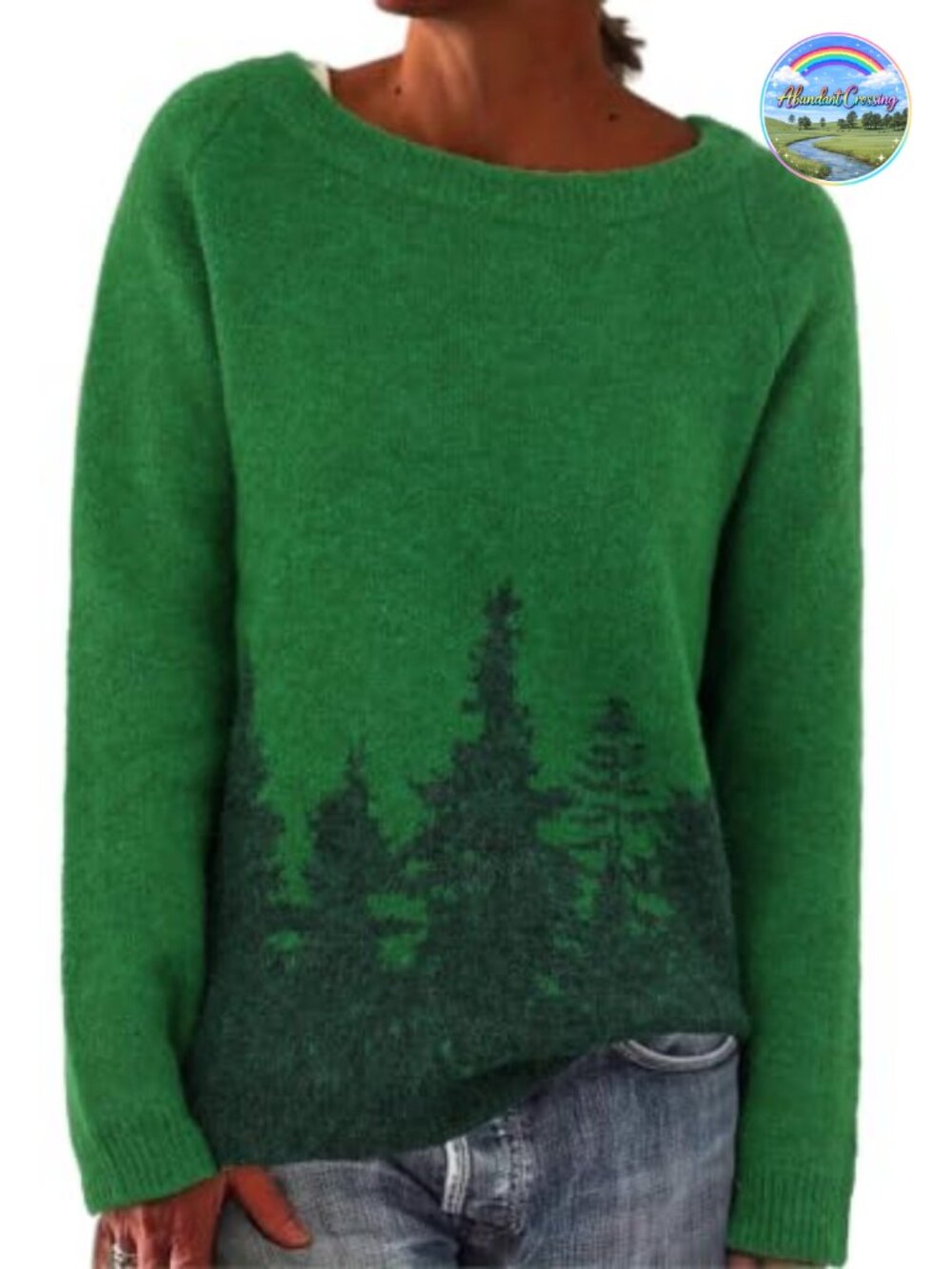 Fair Isle Wool Blend Crewneck Pullover Sweater Long Sleeve Knit